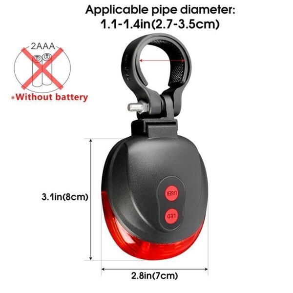 Led Bicycle Rear Light with 2 Laser Beam - Image 5
