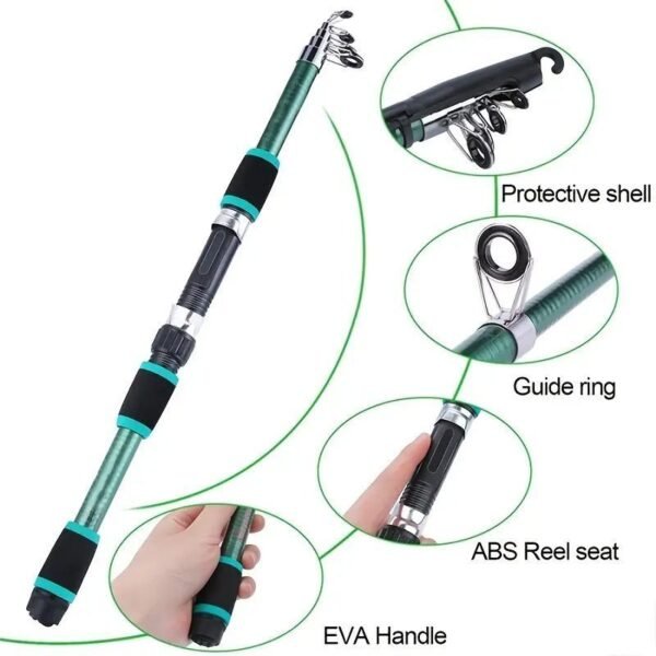 Fishing Pole Set Full Kits,Telescopic Fishing Rod, Spinning Reel Baits Hooks - Image 3